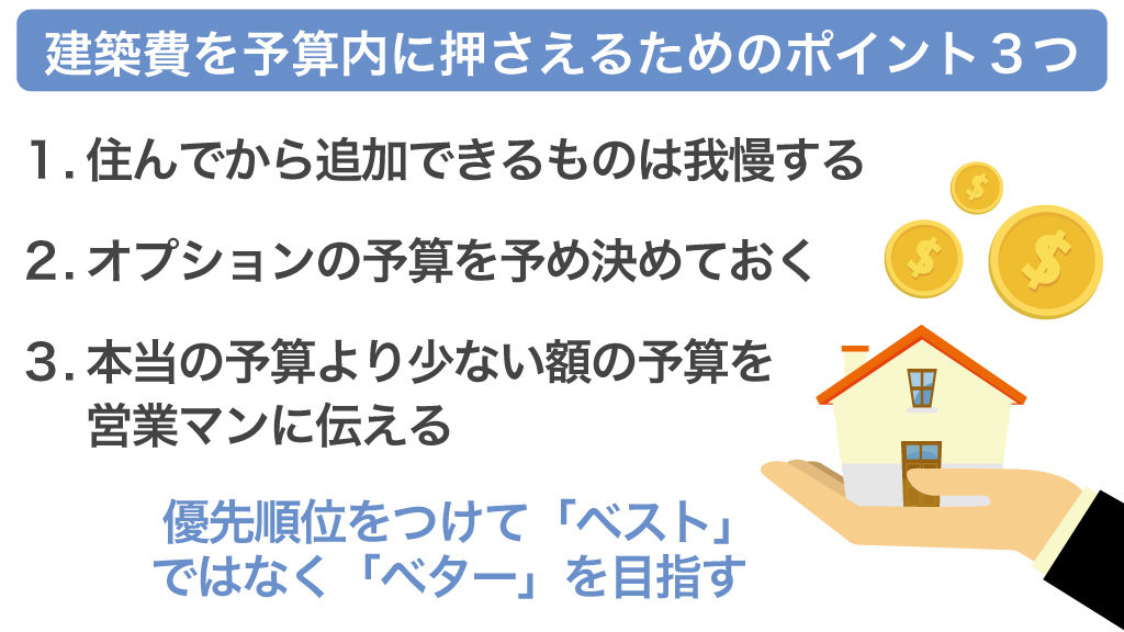 建築費を予算内に押さえるためのポイント3つ